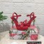 Dolce & Gabbana DG Heel 12cm Platform 1.5cm Logo criss-cross straps sandals Red 2023