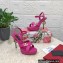 Dolce & Gabbana DG Heel 12cm Platform 1.5cm Logo criss-cross straps sandals Fuchsia 2023