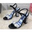 Dolce & Gabbana Heel 10.5cm Blue Printed Floral Sandals Black 2023