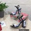 Dolce & Gabbana Heel 10.5cm Blue Printed Floral Sandals Black 2023