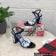 Dolce & Gabbana Heel 10.5cm Blue Printed Floral Sandals Black 2023