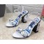 Dolce & Gabbana Heel 10.5cm Blue Printed Floral Sandals White 2023