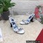 Dolce & Gabbana Heel 10.5cm Blue Printed Floral Sandals White 2023