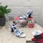 Dolce & Gabbana Heel 10.5cm Blue Printed Floral Sandals White 2023