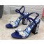 Dolce & Gabbana Heel 10.5cm Blue Printed Floral Sandals Blue 2023
