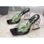 Dolce & Gabbana DG Heel 10.5cm Green Printed PVC Sandals Black 2023