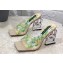 Dolce & Gabbana DG Heel 10.5cm Green Printed PVC Sandals Beige 2023
