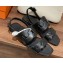 Hermes leather Grace Sandals Black 2023