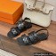 Hermes leather Grace Sandals Black 2023