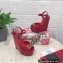 Dolce & Gabbana Heel 15cm Platform 4cm DG Logo Patent leather wedges sandals Red 2023