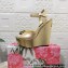 Dolce & Gabbana Heel 15cm Platform 4cm leather wedges sandals Gold 2023