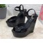 Dolce & Gabbana Heel 15cm Platform 4cm Patent leather wedges sandals Black 2023