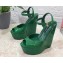 Dolce & Gabbana Heel 15cm Platform 4cm Patent leather wedges sandals Green 2023
