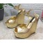 Dolce & Gabbana Heel 15cm Platform 4cm leather wedges sandals Gold 2023