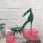 Dolce & Gabbana Heel 10.5cm Polished calfskin sandals Green with rhinestones 2023