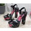 Dolce & Gabbana Heel 15cm Platform 5cm Printed fabric sandals Black 2023