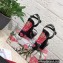 Dolce & Gabbana Heel 15cm Platform 5cm Printed fabric sandals Black 2023