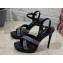 Dolce & Gabbana Heel 12cm Platform 1.5cm criss-cross straps sandals Black with rhinestone 2023