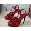Dolce & Gabbana Heel 12cm Platform 1.5cm criss-cross straps sandals Red with rhinestone 2023