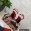 Dolce & Gabbana Heel 12cm Platform 1.5cm criss-cross straps sandals Red with rhinestone 2023