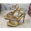 Dolce & Gabbana Heel 12cm Platform 1.5cm criss-cross straps sandals Gold with rhinestone 2023