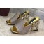 Dolce & Gabbana DG Pop Heel 10.5cm Leather Mules Gold with fusible rhinestone 2023