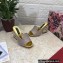 Dolce & Gabbana DG Pop Heel 10.5cm Leather Mules Gold with fusible rhinestone 2023