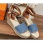 Hermes Heel 8.5cm Platform 5cm Tipoli espadrille Sandals Denim Blue 2023