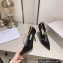 Jimmy Choo Heel 10cm Diamond Talura Soft Patent Leather Pumps Black with Chain 2023