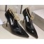 Jimmy Choo Heel 10cm Diamond Talura Soft Patent Leather Pumps Black with Chain 2023