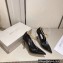 Jimmy Choo Heel 10cm Diamond Talura Soft Patent Leather Pumps Black with Chain 2023