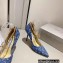 Jimmy Choo Heel 10cm Diamond Talura Pumps Denim JC Monogram with Chain 2023
