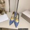 Jimmy Choo Heel 10cm Diamond Talura Pumps Denim JC Monogram with Chain 2023