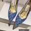 Jimmy Choo Heel 10cm Diamond Talura Pumps Denim JC Monogram with Chain 2023