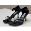 Jimmy Choo Heel 7.5cm Satin Sandals Black with Pearl embellished 2023