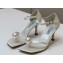 Jimmy Choo Heel 7.5cm Satin Sandals Creamy with Pearl embellished 2023