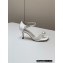 Jimmy Choo Heel 7.5cm Satin Sandals Creamy with Pearl embellished 2023