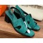Hermes Heel 6cm Elbe Sandals in suede goatskin Green 2023