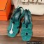 Hermes Heel 9cm Eris Sandals in suede goatskin Green 2023