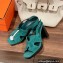 Hermes Heel 9cm Eris Sandals in suede goatskin Green 2023