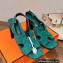 Hermes Heel 9cm Eris Sandals in suede goatskin Green 2023