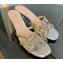 Gucci heel 4.5cm braided leather Nojum Slide sandals Silver 2023