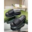 Gucci heel 5.5cm chevron leather GG Platform Slide Sandals Black 2023