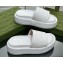 Gucci heel 5.5cm chevron leather GG Platform Slide Sandals White 2023