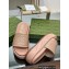 Gucci heel 5.5cm chevron leather GG Platform Slide Sandals Nude 2023