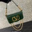 Valentino Loco Small Shoulder Bag In Croco Pattern Green 2023