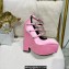 Versace Heel 15cm Platform 6cm Tempest Pumps Satin Pink with Adjustable buckle 2023