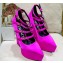 Versace Heel 15cm Platform 6cm Tempest Pumps Satin Fuchsia with Adjustable buckle 2023