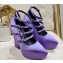 Versace Heel 15cm Platform 6cm Tempest Pumps Satin Purple with Adjustable buckle 2023