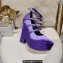 Versace Heel 15cm Platform 6cm Tempest Pumps Satin Purple with Adjustable buckle 2023